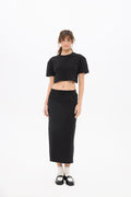 Kadın Pia Black Crop Top Skirt Set