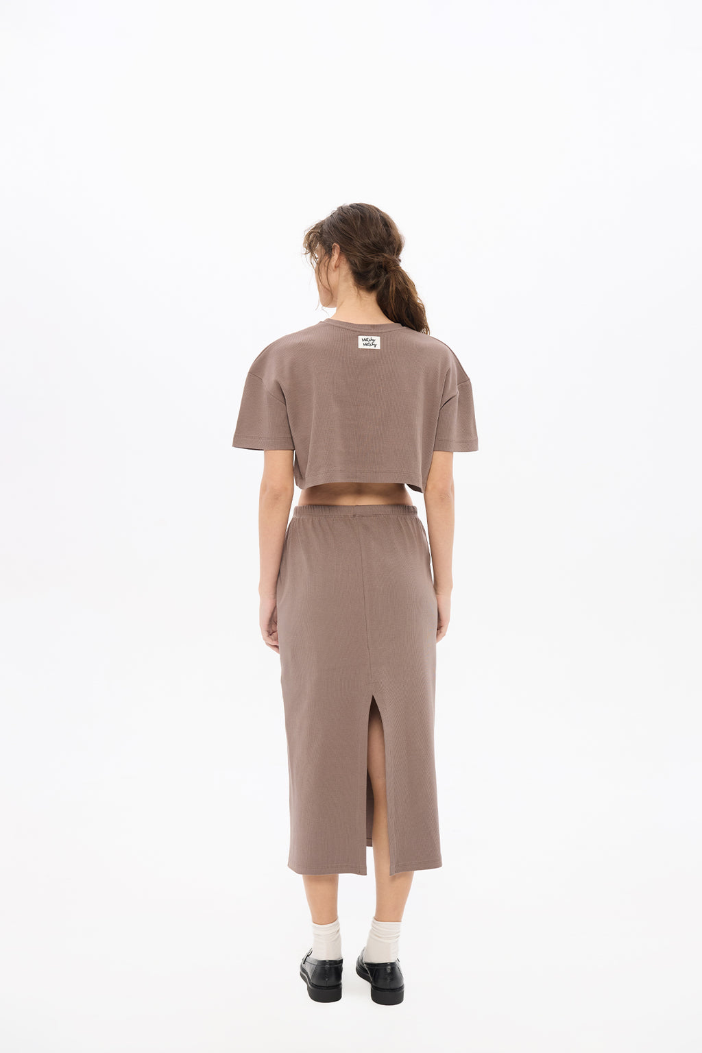 Kadın Pia Espresso Crop Top Skirt Set