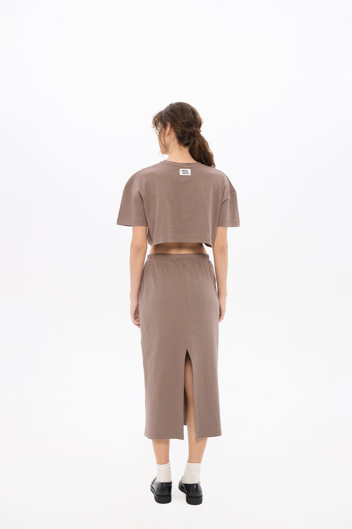 Kadın Pia Espresso Crop Top Skirt Set