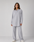 Kadın Hafif Dokulu Gömlek Sweatpant Takım
