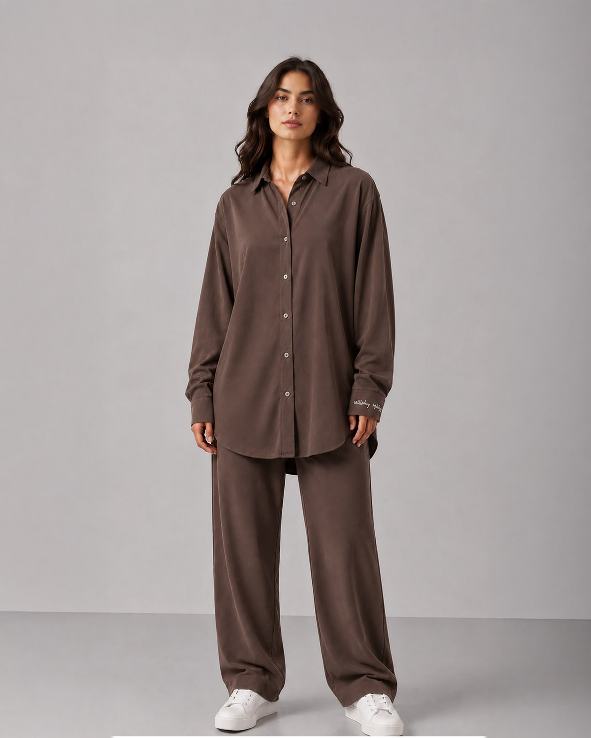 Kadın Pamuklu Gömlek Sweatpant Takım