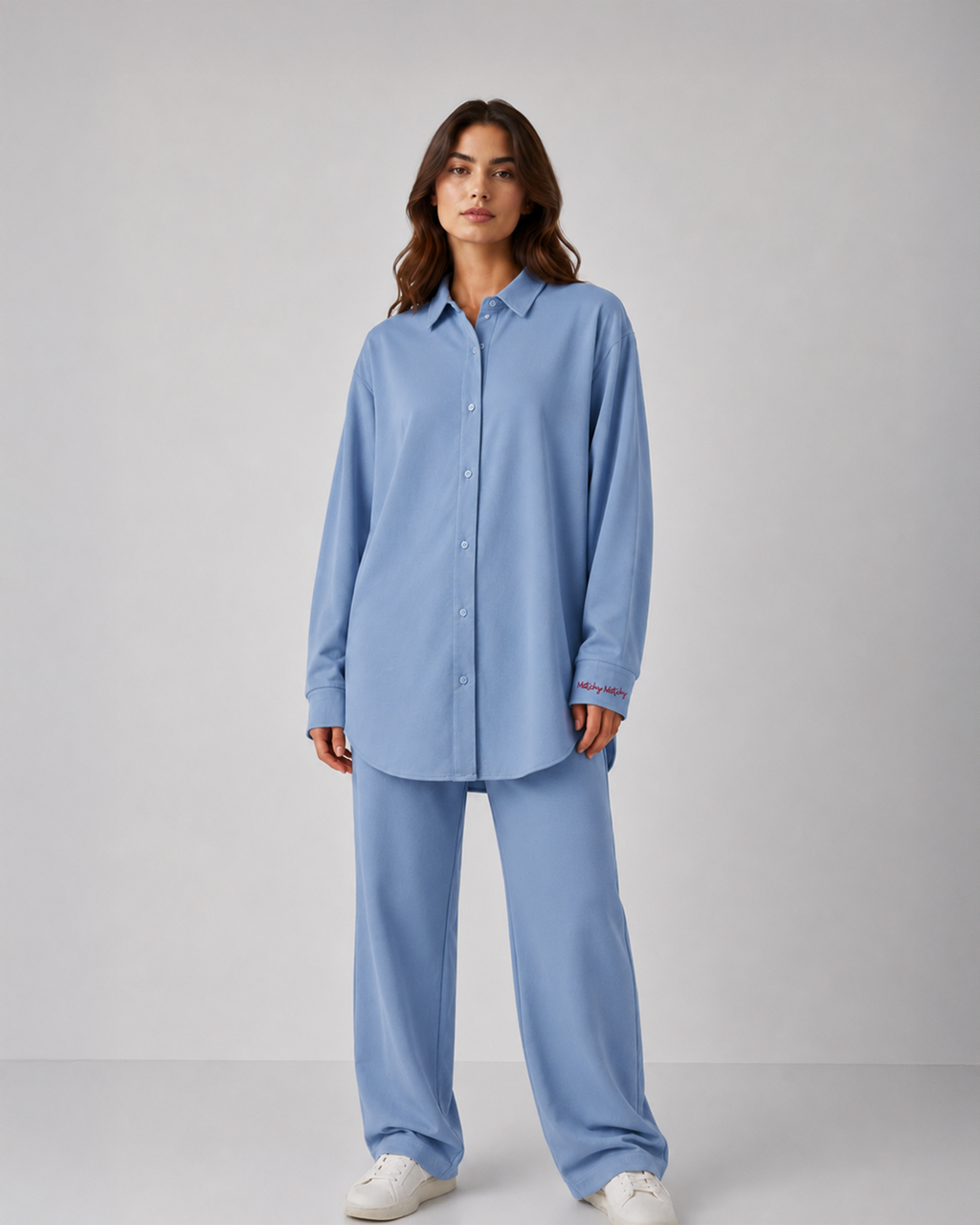 Kadın Pamuklu Gömlek Sweatpant Takım