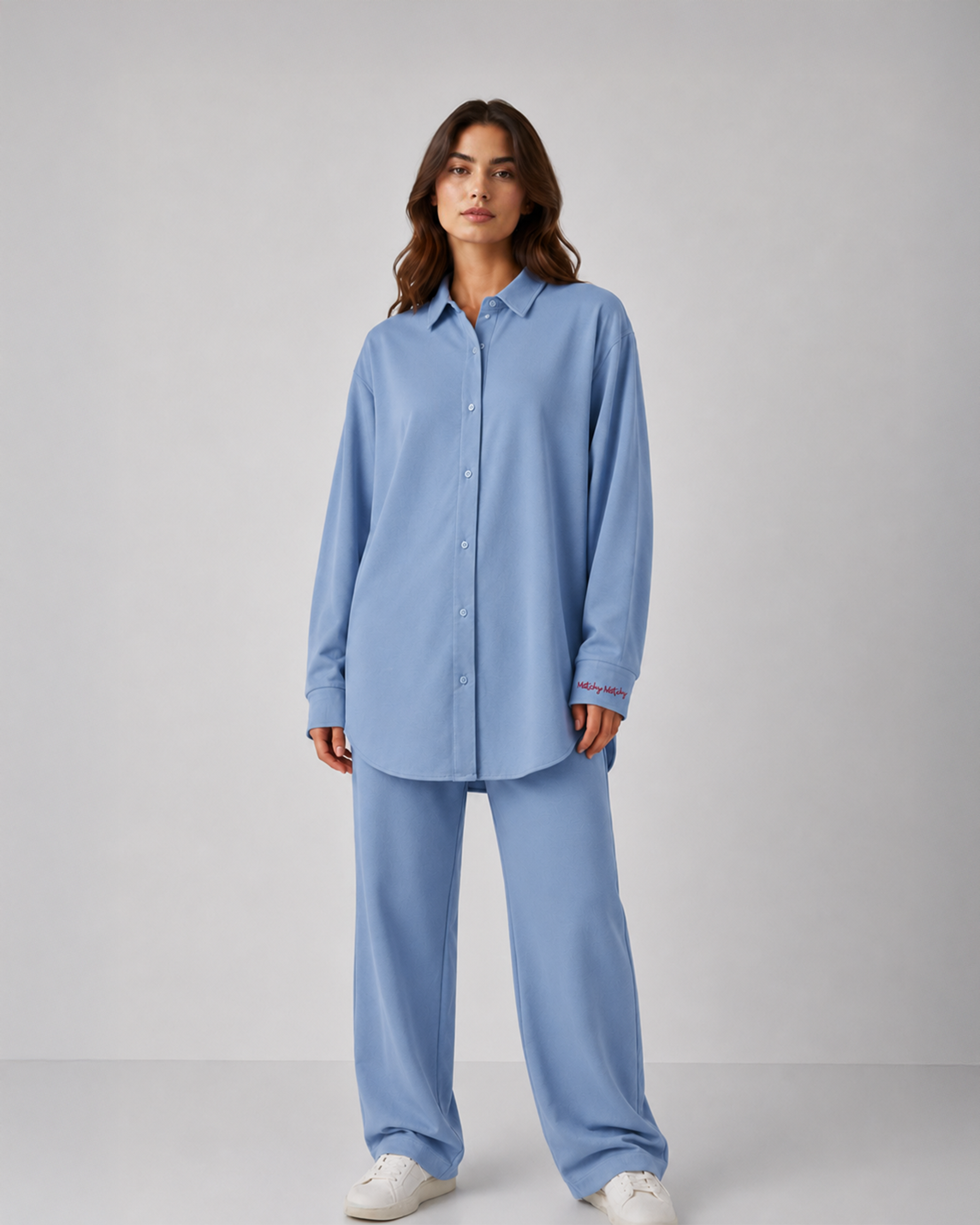 Kadın Pamuklu Gömlek Sweatpant Takım