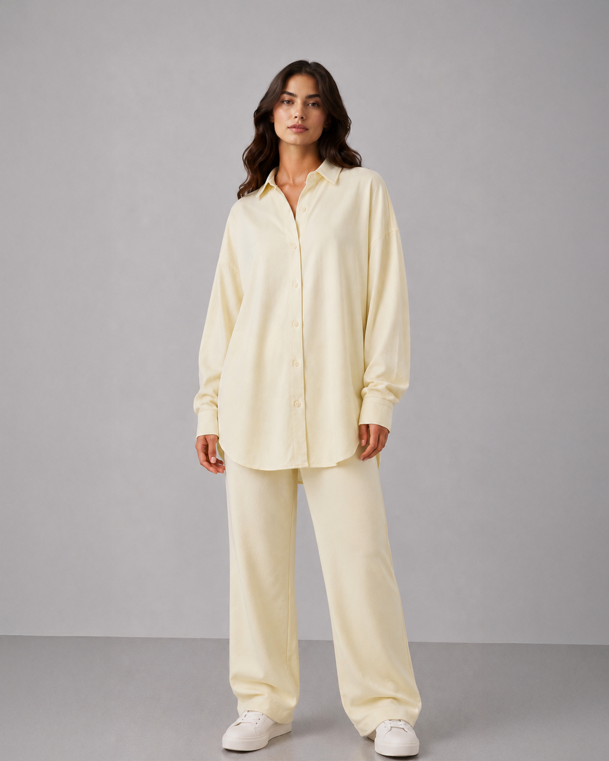 Kadın Pamuklu Gömlek Sweatpant Takım