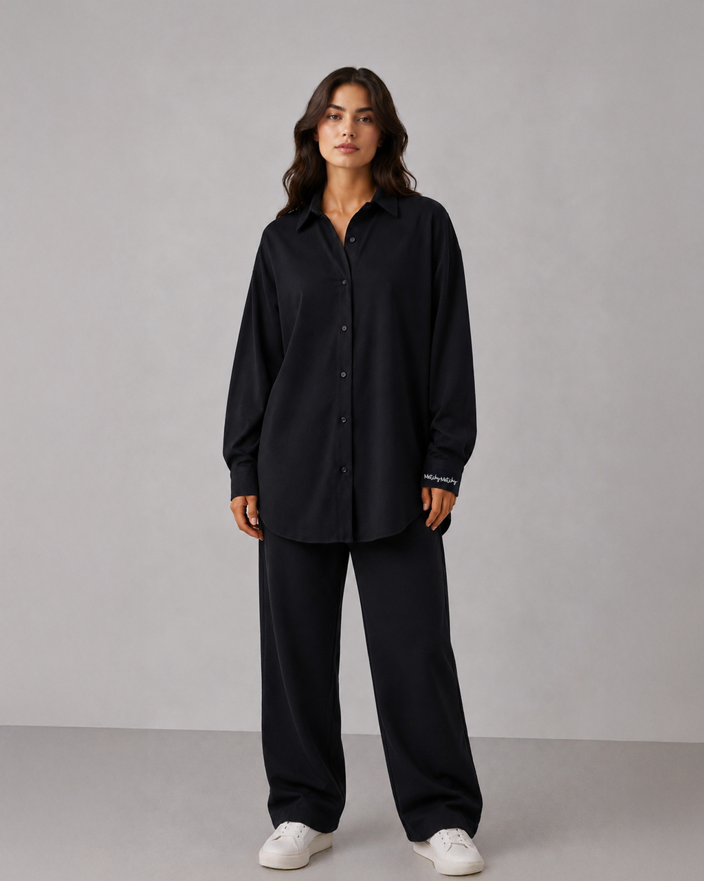 Kadın Hafif Dokulu Gömlek Sweatpant Takım